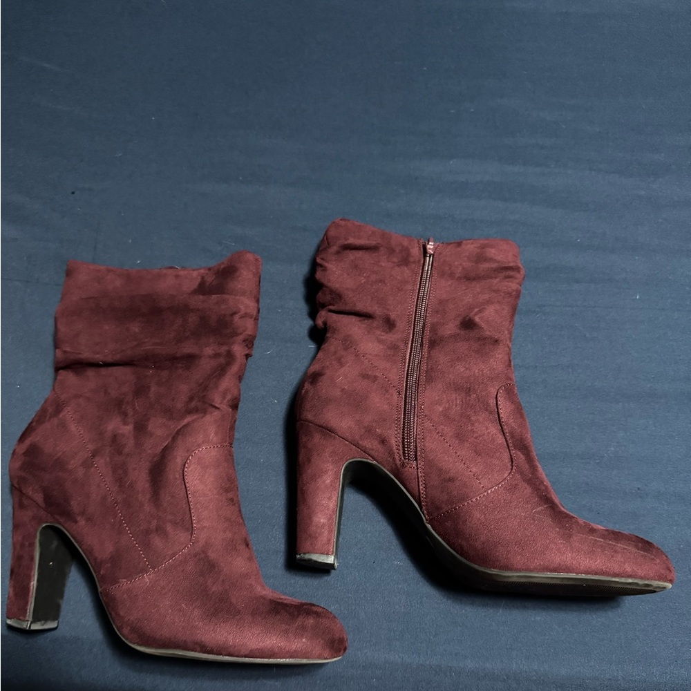 Kelly & Katie Burgundy Suede Ankle Boots